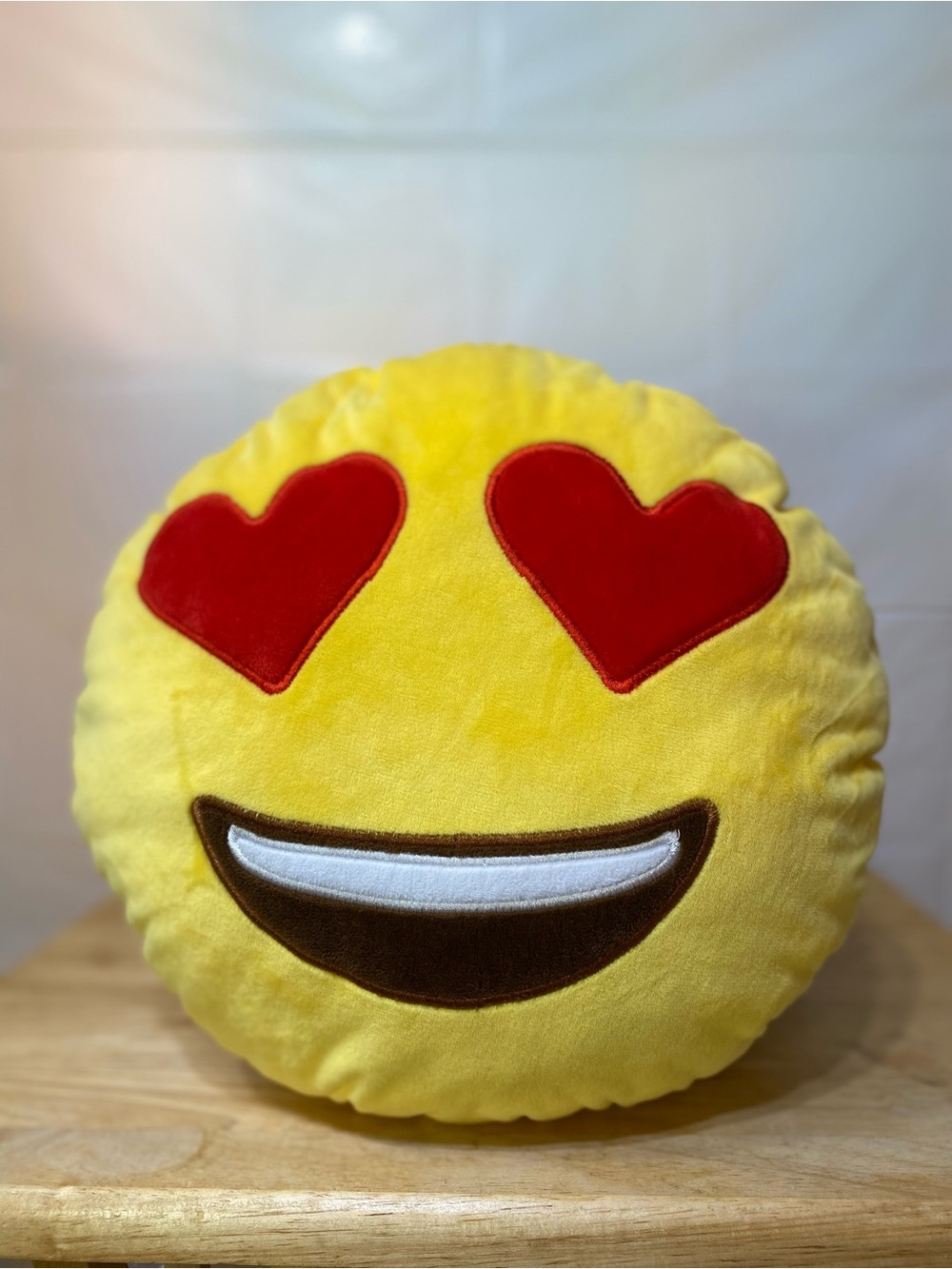 Yellow Heart Eyes Emoji Plush Pillow 11 Inch